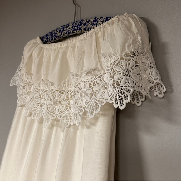 Solitaire Swim Bohemian Off The Shoulder White Lacey Dress / Cover up , M - Picture 3 of 16